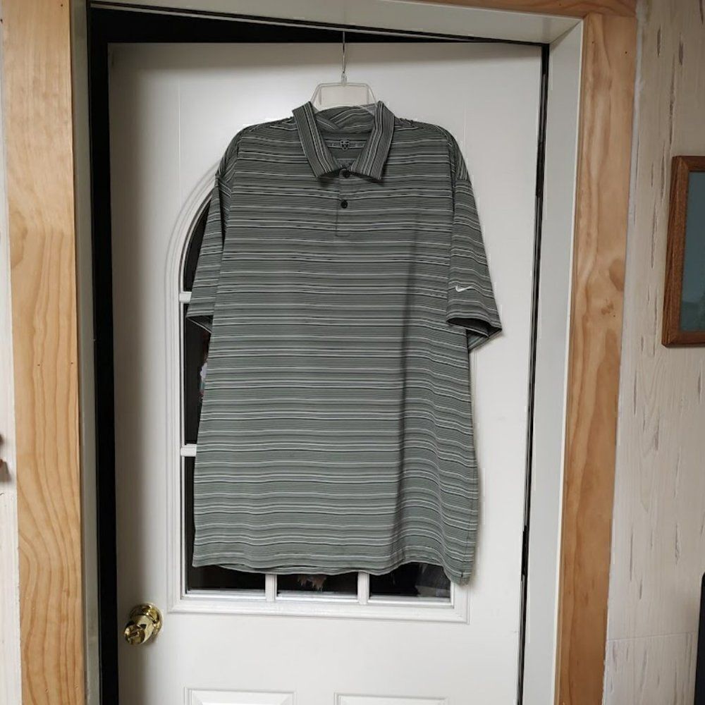 Nike Golf Fit Dry Green Striped Polo Size Men's XXL